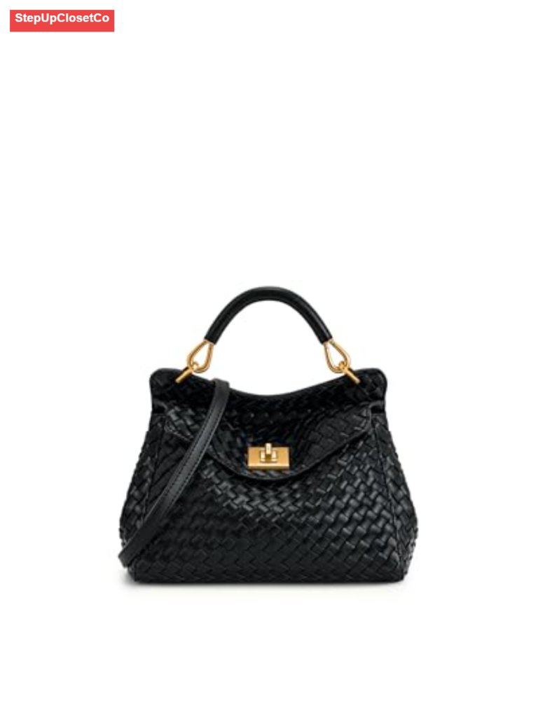 Vegan Leather Top Handle Satchel With Gold Hardware